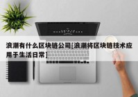 浪潮有什么区块链公司[浪潮将区块链技术应用于生活日常]